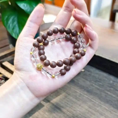 Pure Crystal Wood Balance Harmony Double Strand Necklace