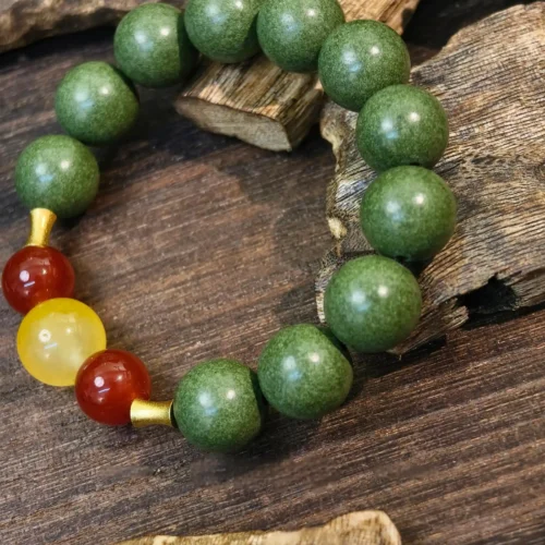 Aromatic Jade Three-Bead Protective Wellness Bracelet